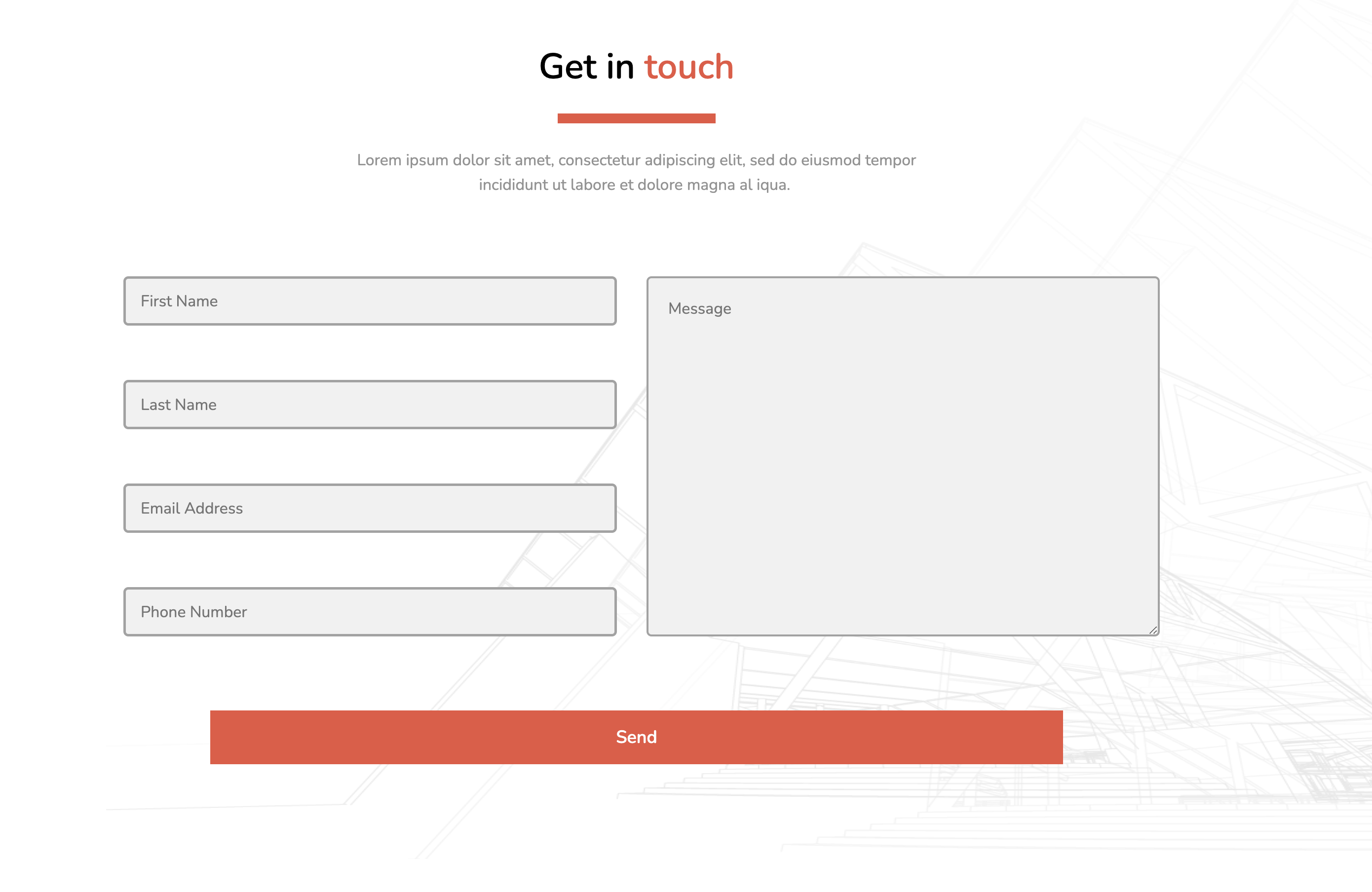 Contact designs for websites: Trendy Contact Form Desktop